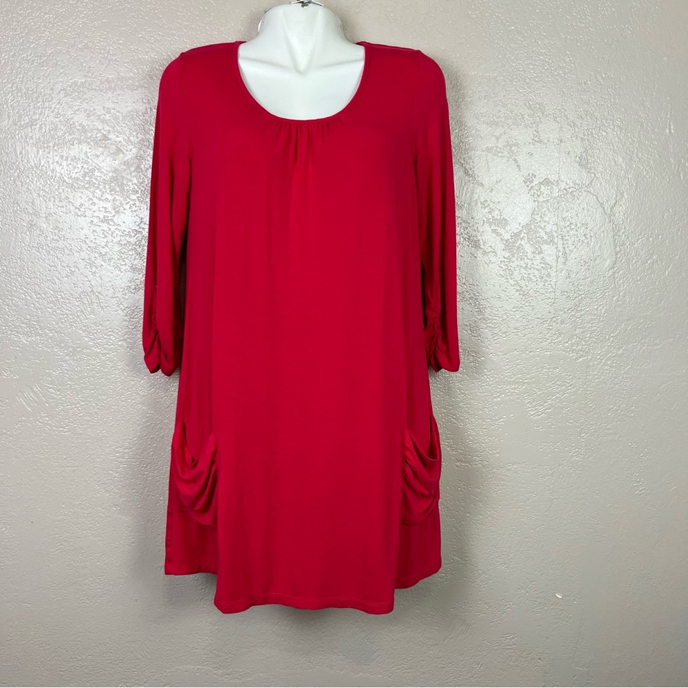 Logo Lori Goldstein women 3/4 sleeve comfort relaxed fit pink‎ dress size small